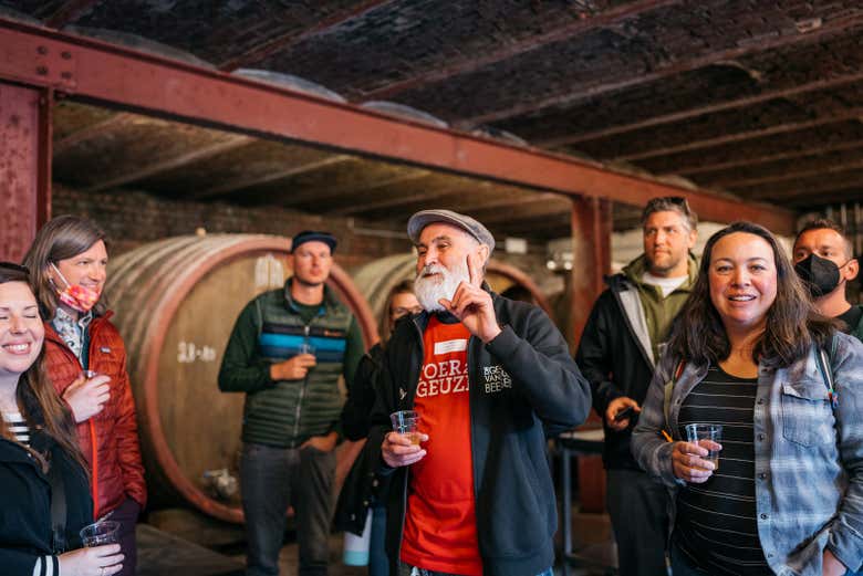 Durante la visita del birrificio Oud Beersel